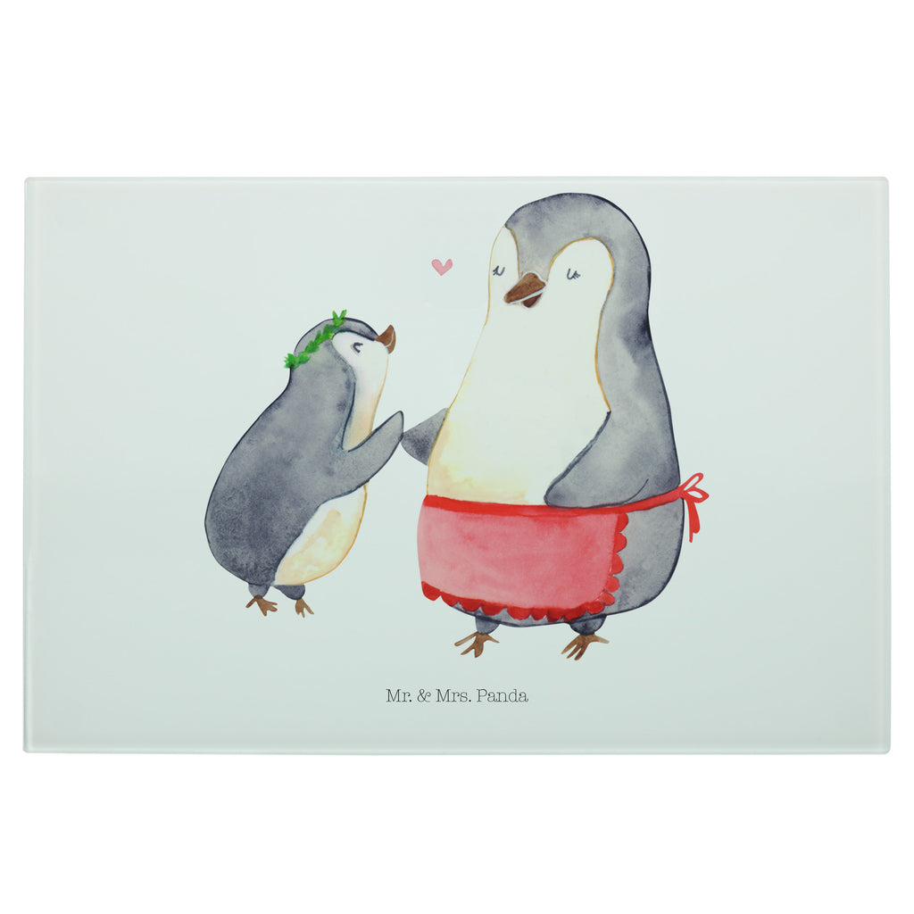 Medium Glas Schneidbrett Pinguin mit Kind Glasschneidebrett, Schneidebrett, Familie, Vatertag, Muttertag, Bruder, Schwester, Mama, Papa, Oma, Opa, Geschenk, Mami, Mutti, Mutter, Geburststag