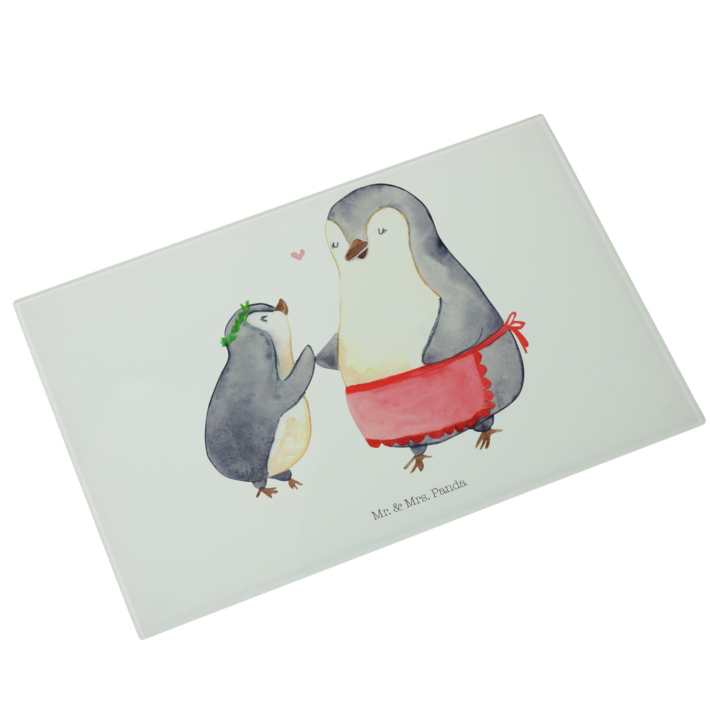 Medium Glas Schneidbrett Pinguin mit Kind Glasschneidebrett, Schneidebrett, Familie, Vatertag, Muttertag, Bruder, Schwester, Mama, Papa, Oma, Opa, Geschenk, Mami, Mutti, Mutter, Geburststag