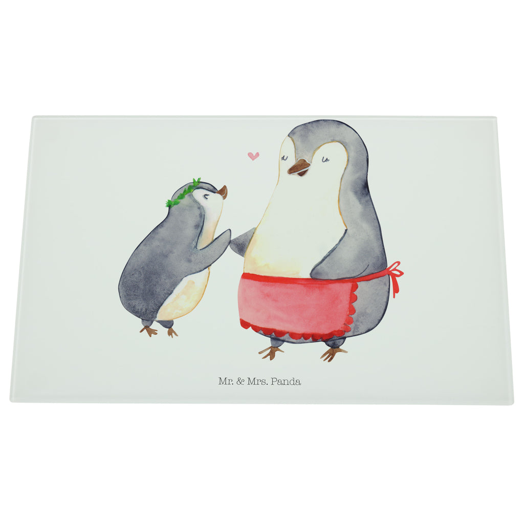 Medium Glas Schneidbrett Pinguin mit Kind Glasschneidebrett, Schneidebrett, Familie, Vatertag, Muttertag, Bruder, Schwester, Mama, Papa, Oma, Opa, Geschenk, Mami, Mutti, Mutter, Geburststag