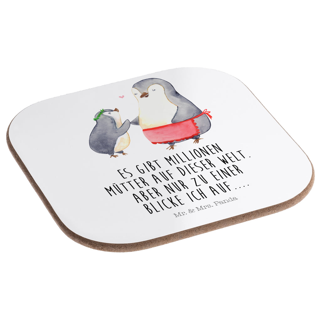 Quadratische Untersetzer Pinguin mit Kind Bierdeckel, Glasuntersetzer, Untersetzer Gläser, Getränkeuntersetzer, Familie, Vatertag, Muttertag, Bruder, Schwester, Mama, Papa, Oma, Opa, Geschenk, Mami, Mutti, Mutter, Geburststag