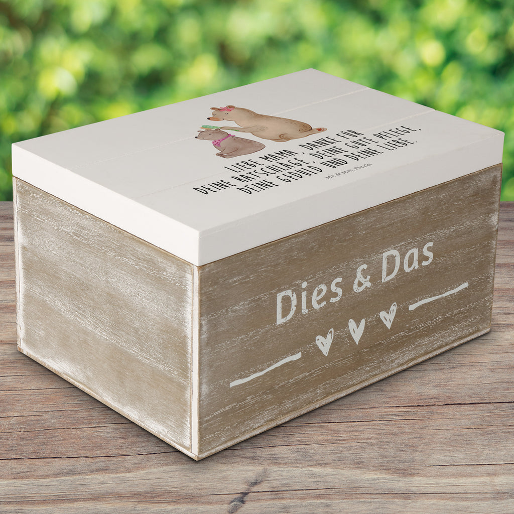 Holzkiste Bär mit Kind Holzkiste, Kiste, Schatzkiste, Truhe, Schatulle, XXL, Erinnerungsbox, Erinnerungskiste, Dekokiste, Aufbewahrungsbox, Familie, Vatertag, Muttertag, Bruder, Schwester, Mama, Papa, Oma, Opa, Geschenk, Mutti, Mutter