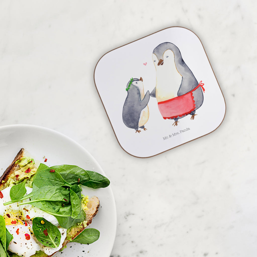 Quadratische Untersetzer Pinguin mit Kind Bierdeckel, Glasuntersetzer, Untersetzer Gläser, Getränkeuntersetzer, Familie, Vatertag, Muttertag, Bruder, Schwester, Mama, Papa, Oma, Opa, Geschenk, Mami, Mutti, Mutter, Geburststag