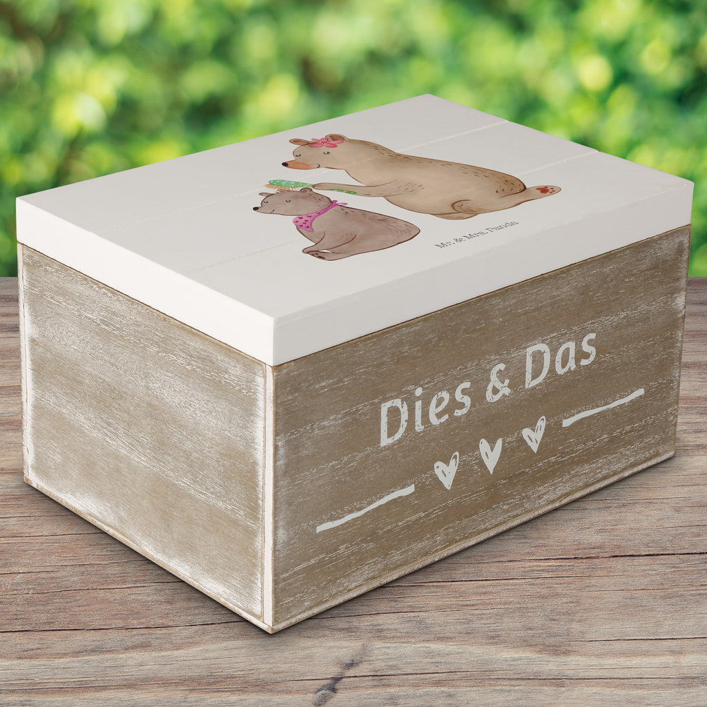 Holzkiste Bär mit Kind Holzkiste, Kiste, Schatzkiste, Truhe, Schatulle, XXL, Erinnerungsbox, Erinnerungskiste, Dekokiste, Aufbewahrungsbox, Familie, Vatertag, Muttertag, Bruder, Schwester, Mama, Papa, Oma, Opa, Geschenk, Mutti, Mutter