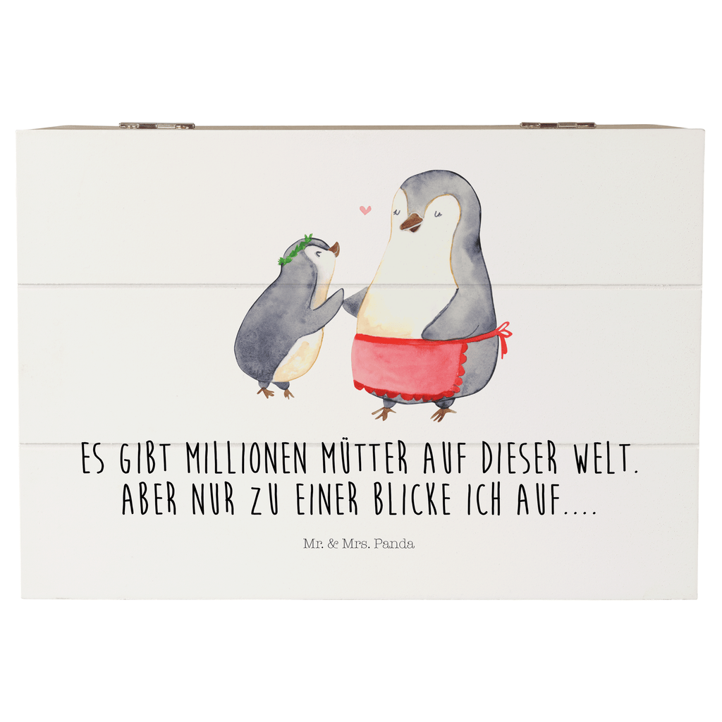 Holzkiste Pinguin mit Kind Holzkiste, Kiste, Schatzkiste, Truhe, Schatulle, XXL, Erinnerungsbox, Erinnerungskiste, Dekokiste, Aufbewahrungsbox, Familie, Vatertag, Muttertag, Bruder, Schwester, Mama, Papa, Oma, Opa, Geschenk, Mami, Mutti, Mutter, Geburststag