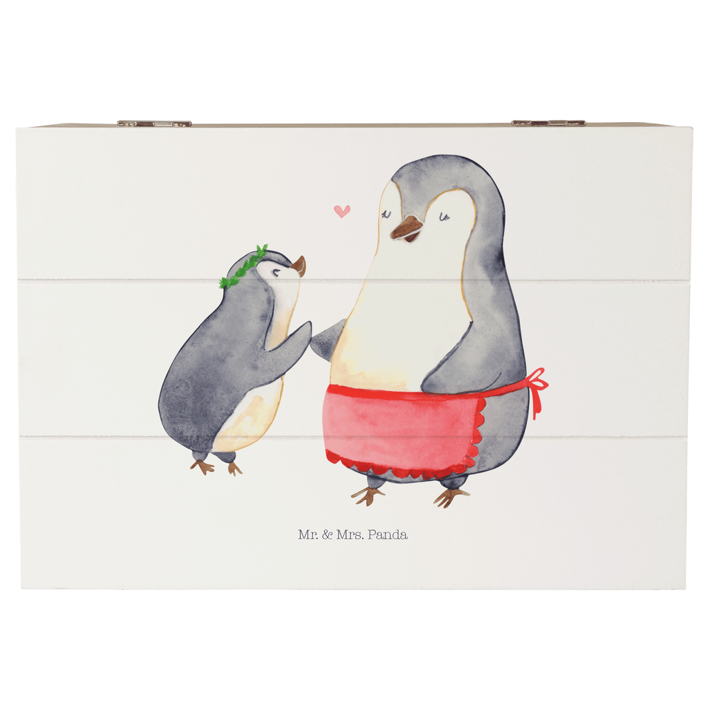 Holzkiste Pinguin mit Kind Holzkiste, Kiste, Schatzkiste, Truhe, Schatulle, XXL, Erinnerungsbox, Erinnerungskiste, Dekokiste, Aufbewahrungsbox, Familie, Vatertag, Muttertag, Bruder, Schwester, Mama, Papa, Oma, Opa, Geschenk, Mami, Mutti, Mutter, Geburststag