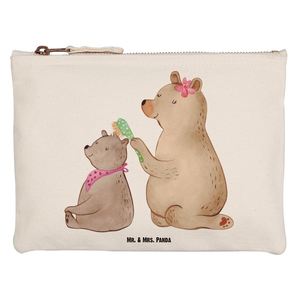 Schminktasche Bär mit Kind Schminktasche, Kosmetiktasche, Kosmetikbeutel, Stiftemäppchen, Etui, Federmappe, Makeup, XXL, Schminketui, Kosmetiketui, Schlamperetui, Familie, Vatertag, Muttertag, Bruder, Schwester, Mama, Papa, Oma, Opa, Geschenk, Mutti, Mutter