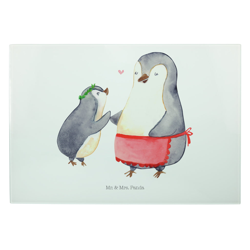 Medium Glas Schneidbrett Pinguin mit Kind Glasschneidebrett, Schneidebrett, Familie, Vatertag, Muttertag, Bruder, Schwester, Mama, Papa, Oma, Opa, Geschenk, Mami, Mutti, Mutter, Geburststag