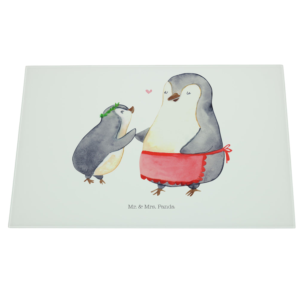 Medium Glas Schneidbrett Pinguin mit Kind Glasschneidebrett, Schneidebrett, Familie, Vatertag, Muttertag, Bruder, Schwester, Mama, Papa, Oma, Opa, Geschenk, Mami, Mutti, Mutter, Geburststag