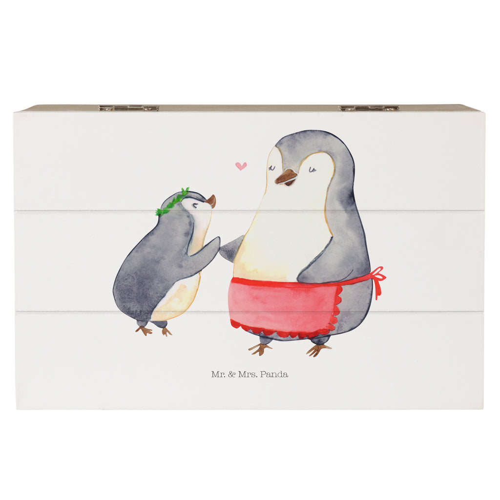 Holzkiste Pinguin mit Kind Holzkiste, Kiste, Schatzkiste, Truhe, Schatulle, XXL, Erinnerungsbox, Erinnerungskiste, Dekokiste, Aufbewahrungsbox, Familie, Vatertag, Muttertag, Bruder, Schwester, Mama, Papa, Oma, Opa, Geschenk, Mami, Mutti, Mutter, Geburststag