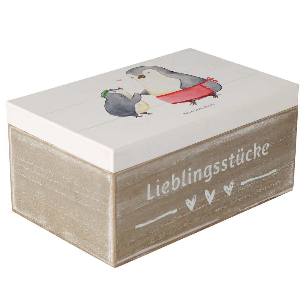 Holzkiste Pinguin mit Kind Holzkiste, Kiste, Schatzkiste, Truhe, Schatulle, XXL, Erinnerungsbox, Erinnerungskiste, Dekokiste, Aufbewahrungsbox, Familie, Vatertag, Muttertag, Bruder, Schwester, Mama, Papa, Oma, Opa, Geschenk, Mami, Mutti, Mutter, Geburststag