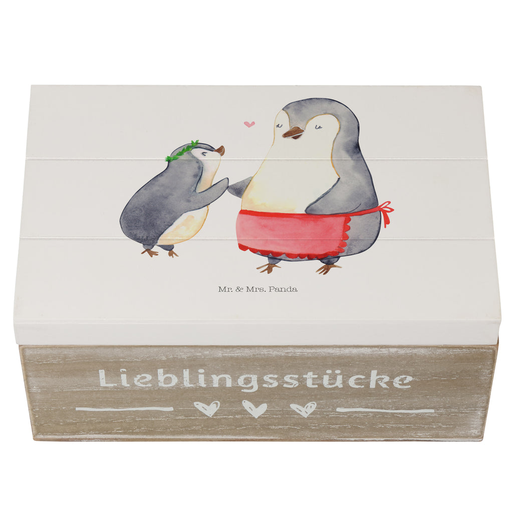 Holzkiste Pinguin mit Kind Holzkiste, Kiste, Schatzkiste, Truhe, Schatulle, XXL, Erinnerungsbox, Erinnerungskiste, Dekokiste, Aufbewahrungsbox, Familie, Vatertag, Muttertag, Bruder, Schwester, Mama, Papa, Oma, Opa, Geschenk, Mami, Mutti, Mutter, Geburststag