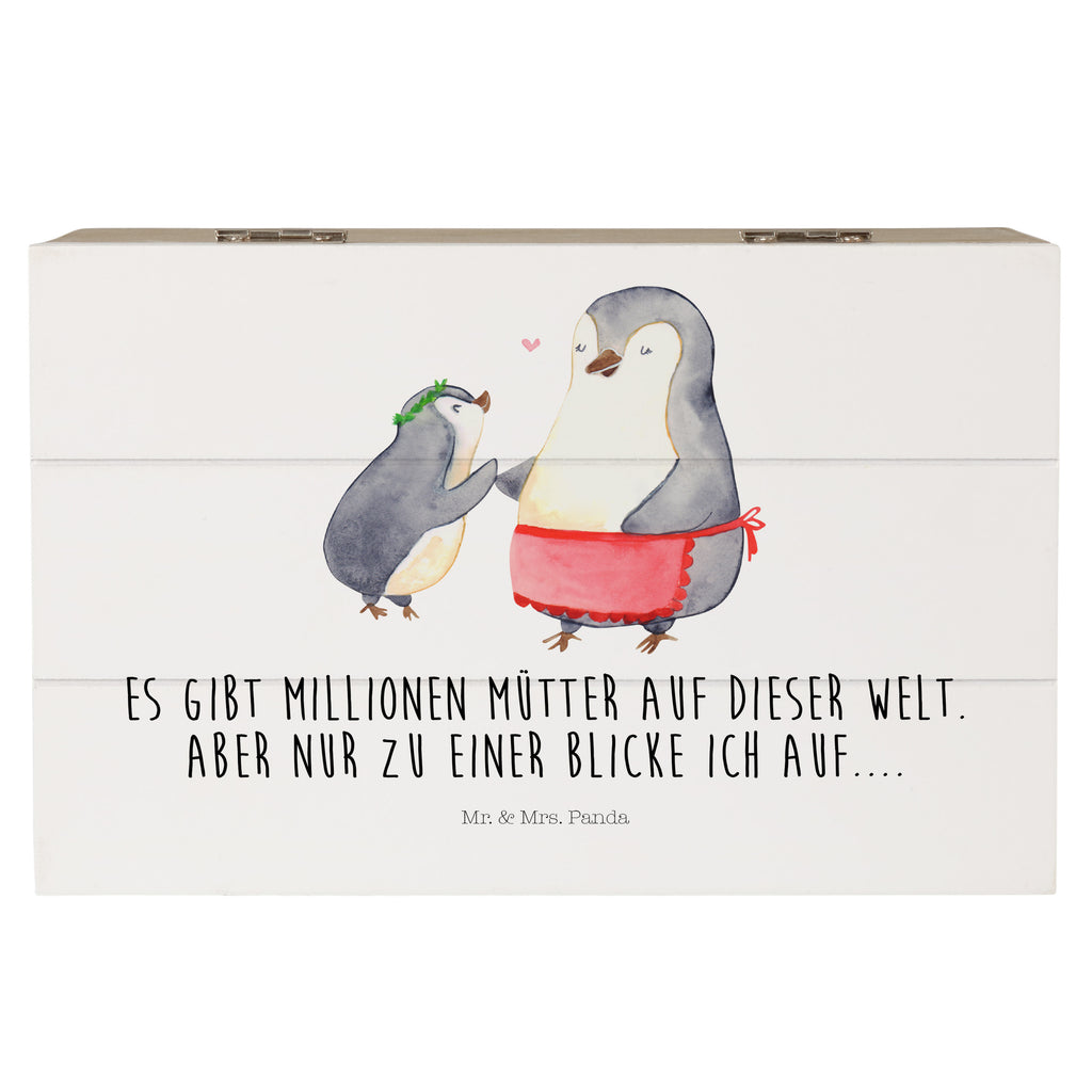 Holzkiste Pinguin mit Kind Holzkiste, Kiste, Schatzkiste, Truhe, Schatulle, XXL, Erinnerungsbox, Erinnerungskiste, Dekokiste, Aufbewahrungsbox, Familie, Vatertag, Muttertag, Bruder, Schwester, Mama, Papa, Oma, Opa, Geschenk, Mami, Mutti, Mutter, Geburststag