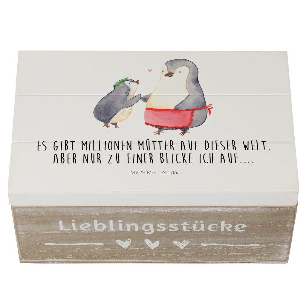 Holzkiste Pinguin mit Kind Holzkiste, Kiste, Schatzkiste, Truhe, Schatulle, XXL, Erinnerungsbox, Erinnerungskiste, Dekokiste, Aufbewahrungsbox, Familie, Vatertag, Muttertag, Bruder, Schwester, Mama, Papa, Oma, Opa, Geschenk, Mami, Mutti, Mutter, Geburststag