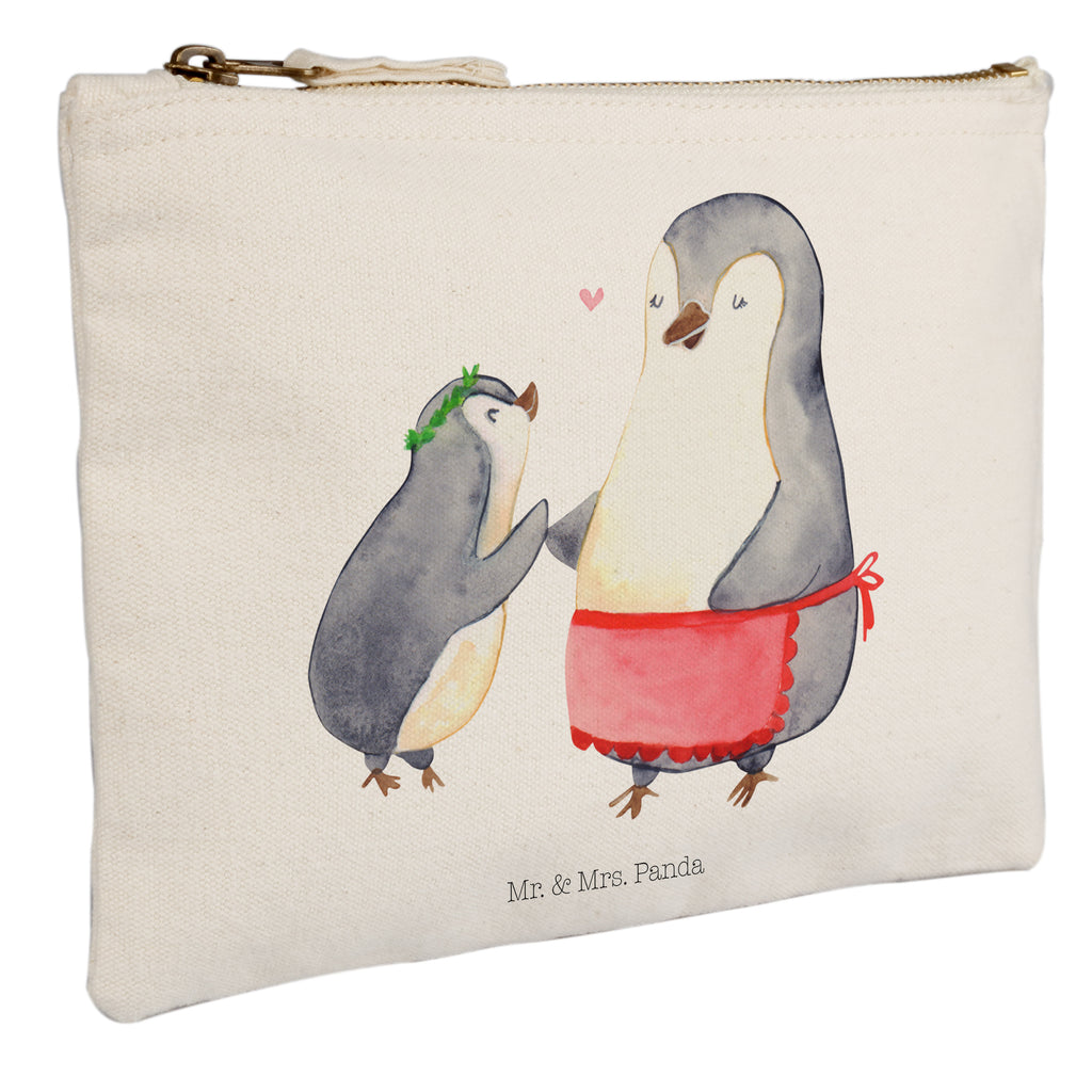 Schminktasche Pinguin mit Kind Schminktasche, Kosmetiktasche, Kosmetikbeutel, Stiftemäppchen, Etui, Federmappe, Makeup, XXL, Schminketui, Kosmetiketui, Schlamperetui, Familie, Vatertag, Muttertag, Bruder, Schwester, Mama, Papa, Oma, Opa, Geschenk, Mami, Mutti, Mutter, Geburststag