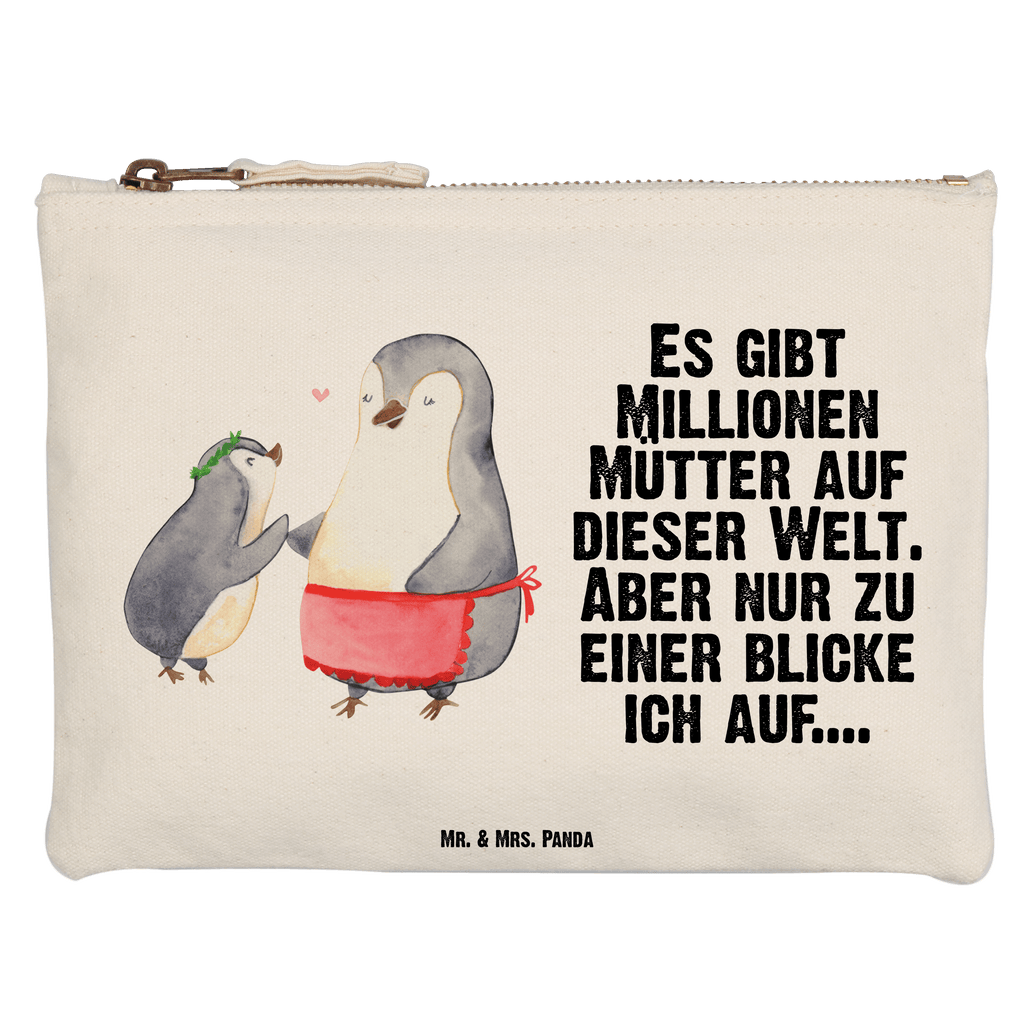 Schminktasche Pinguin mit Kind Schminktasche, Kosmetiktasche, Kosmetikbeutel, Stiftemäppchen, Etui, Federmappe, Makeup, XXL, Schminketui, Kosmetiketui, Schlamperetui, Familie, Vatertag, Muttertag, Bruder, Schwester, Mama, Papa, Oma, Opa, Geschenk, Mami, Mutti, Mutter, Geburststag