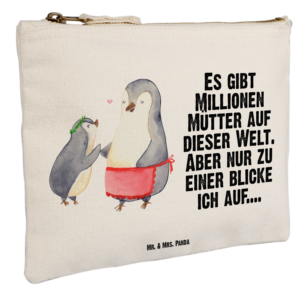 Schminktasche Pinguin mit Kind Schminktasche, Kosmetiktasche, Kosmetikbeutel, Stiftemäppchen, Etui, Federmappe, Makeup, XXL, Schminketui, Kosmetiketui, Schlamperetui, Familie, Vatertag, Muttertag, Bruder, Schwester, Mama, Papa, Oma, Opa, Geschenk, Mami, Mutti, Mutter, Geburststag