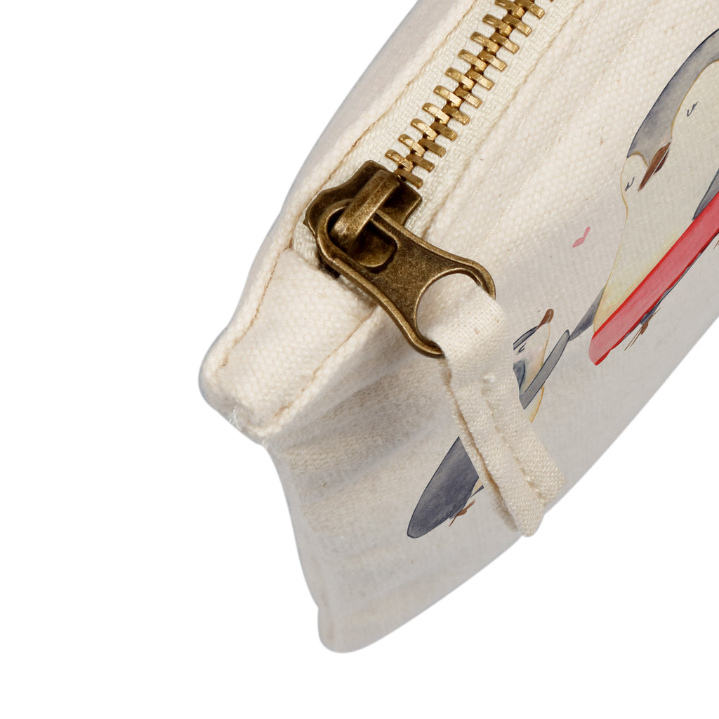 Schminktasche Pinguin mit Kind Schminktasche, Kosmetiktasche, Kosmetikbeutel, Stiftemäppchen, Etui, Federmappe, Makeup, XXL, Schminketui, Kosmetiketui, Schlamperetui, Familie, Vatertag, Muttertag, Bruder, Schwester, Mama, Papa, Oma, Opa, Geschenk, Mami, Mutti, Mutter, Geburststag