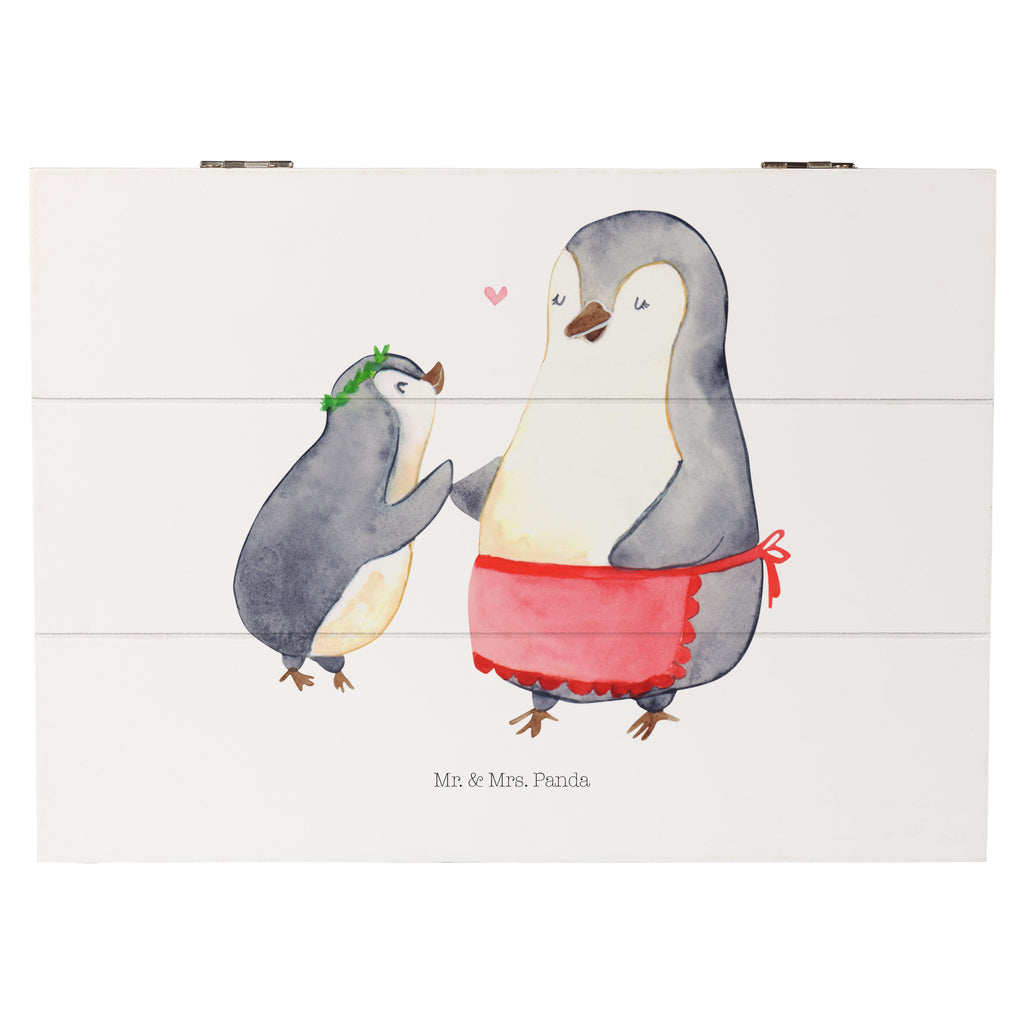 Holzkiste Pinguin mit Kind Holzkiste, Kiste, Schatzkiste, Truhe, Schatulle, XXL, Erinnerungsbox, Erinnerungskiste, Dekokiste, Aufbewahrungsbox, Familie, Vatertag, Muttertag, Bruder, Schwester, Mama, Papa, Oma, Opa, Geschenk, Mami, Mutti, Mutter, Geburststag