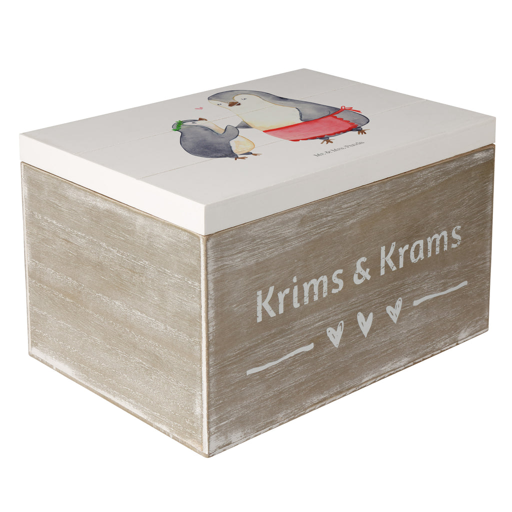 Holzkiste Pinguin mit Kind Holzkiste, Kiste, Schatzkiste, Truhe, Schatulle, XXL, Erinnerungsbox, Erinnerungskiste, Dekokiste, Aufbewahrungsbox, Familie, Vatertag, Muttertag, Bruder, Schwester, Mama, Papa, Oma, Opa, Geschenk, Mami, Mutti, Mutter, Geburststag