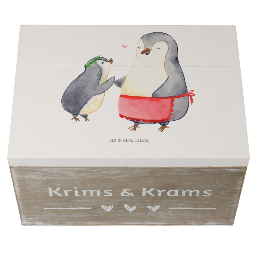 Holzkiste Pinguin mit Kind Holzkiste, Kiste, Schatzkiste, Truhe, Schatulle, XXL, Erinnerungsbox, Erinnerungskiste, Dekokiste, Aufbewahrungsbox, Familie, Vatertag, Muttertag, Bruder, Schwester, Mama, Papa, Oma, Opa, Geschenk, Mami, Mutti, Mutter, Geburststag
