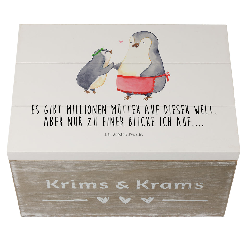 Holzkiste Pinguin mit Kind Holzkiste, Kiste, Schatzkiste, Truhe, Schatulle, XXL, Erinnerungsbox, Erinnerungskiste, Dekokiste, Aufbewahrungsbox, Familie, Vatertag, Muttertag, Bruder, Schwester, Mama, Papa, Oma, Opa, Geschenk, Mami, Mutti, Mutter, Geburststag