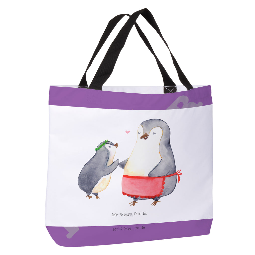 Shopper Pinguin mit Kind Beutel, Einkaufstasche, Tasche, Strandtasche, Einkaufsbeutel, Shopper, Schultasche, Freizeittasche, Tragebeutel, Schulbeutel, Alltagstasche, Familie, Vatertag, Muttertag, Bruder, Schwester, Mama, Papa, Oma, Opa, Geschenk, Mami, Mutti, Mutter, Geburststag