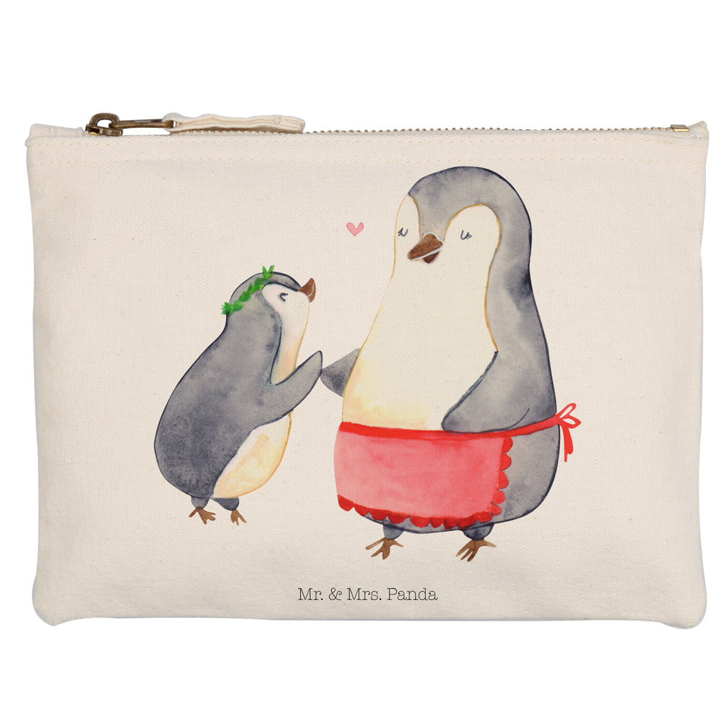 Schminktasche Pinguin mit Kind Schminktasche, Kosmetiktasche, Kosmetikbeutel, Stiftemäppchen, Etui, Federmappe, Makeup, XXL, Schminketui, Kosmetiketui, Schlamperetui, Familie, Vatertag, Muttertag, Bruder, Schwester, Mama, Papa, Oma, Opa, Geschenk, Mami, Mutti, Mutter, Geburststag