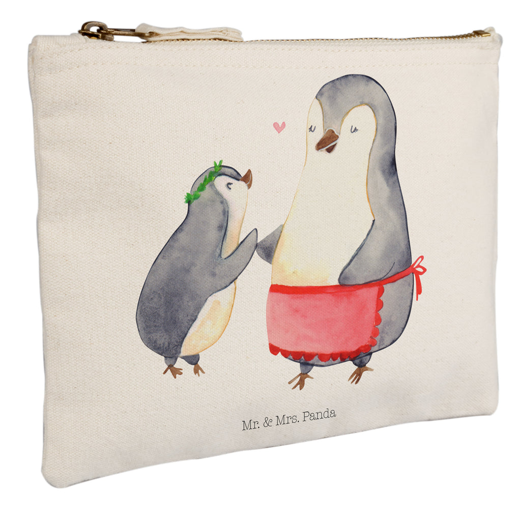 Schminktasche Pinguin mit Kind Schminktasche, Kosmetiktasche, Kosmetikbeutel, Stiftemäppchen, Etui, Federmappe, Makeup, XXL, Schminketui, Kosmetiketui, Schlamperetui, Familie, Vatertag, Muttertag, Bruder, Schwester, Mama, Papa, Oma, Opa, Geschenk, Mami, Mutti, Mutter, Geburststag