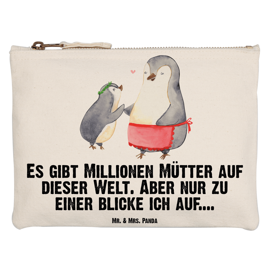Schminktasche Pinguin mit Kind Schminktasche, Kosmetiktasche, Kosmetikbeutel, Stiftemäppchen, Etui, Federmappe, Makeup, XXL, Schminketui, Kosmetiketui, Schlamperetui, Familie, Vatertag, Muttertag, Bruder, Schwester, Mama, Papa, Oma, Opa, Geschenk, Mami, Mutti, Mutter, Geburststag