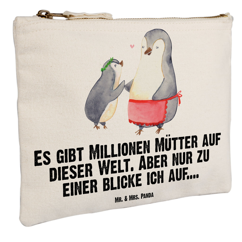 Schminktasche Pinguin mit Kind Schminktasche, Kosmetiktasche, Kosmetikbeutel, Stiftemäppchen, Etui, Federmappe, Makeup, XXL, Schminketui, Kosmetiketui, Schlamperetui, Familie, Vatertag, Muttertag, Bruder, Schwester, Mama, Papa, Oma, Opa, Geschenk, Mami, Mutti, Mutter, Geburststag