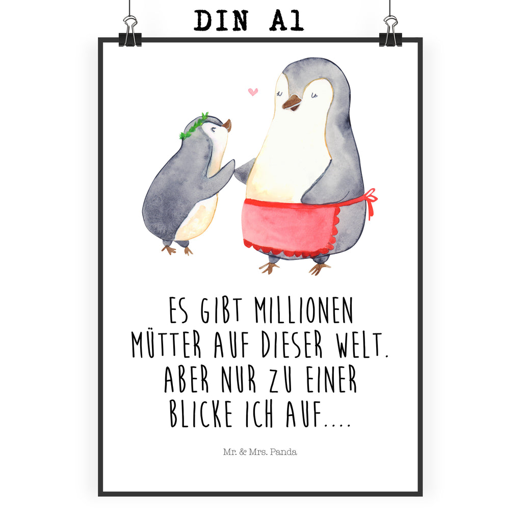 Poster Pinguin mit Kind Geschenk, Muttertag, Mama, Mami, Mutti, Mutter, Geburststag Poster, Wandposter, Bild, Wanddeko, Küchenposter, Kinderposter, Wanddeko Bild, Raumdekoration, Wanddekoration, Handgemaltes Poster, Mr. & Mrs. Panda Poster, Designposter, Kunstdruck, Posterdruck  Familie, Vatertag, Muttertag, Bruder, Schwester, Mama, Papa, Oma, Opa