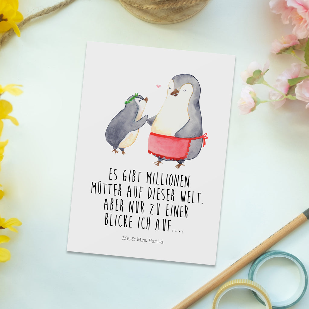 Postkarte Pinguin mit Kind Geschenkkarte, Grußkarte, Karte, Einladung, Ansichtskarte, Geburtstagskarte, Einladungskarte, Familie, Vatertag, Muttertag, Bruder, Schwester, Mama, Papa, Oma, Opa, Geschenk, Mami, Mutti, Mutter, Geburststag