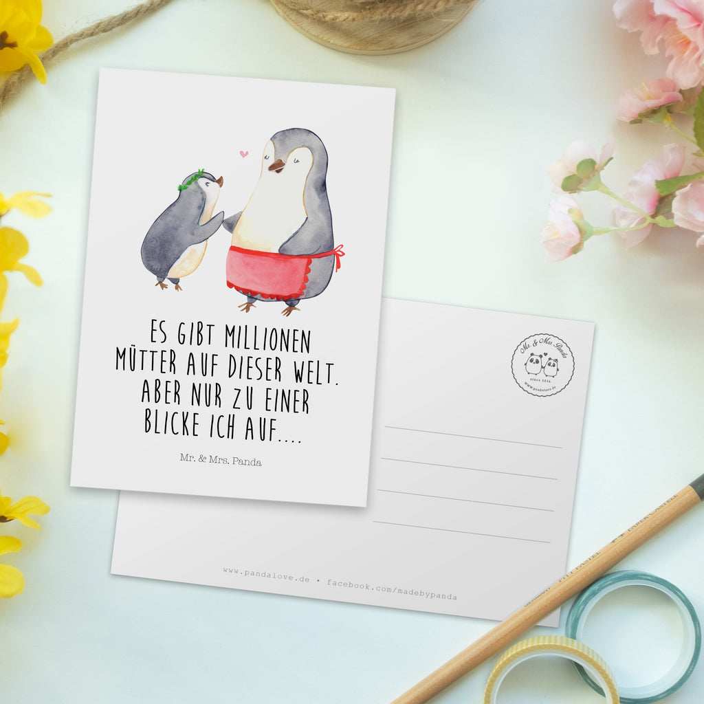 Postkarte Pinguin mit Kind Geschenkkarte, Grußkarte, Karte, Einladung, Ansichtskarte, Geburtstagskarte, Einladungskarte, Familie, Vatertag, Muttertag, Bruder, Schwester, Mama, Papa, Oma, Opa, Geschenk, Mami, Mutti, Mutter, Geburststag