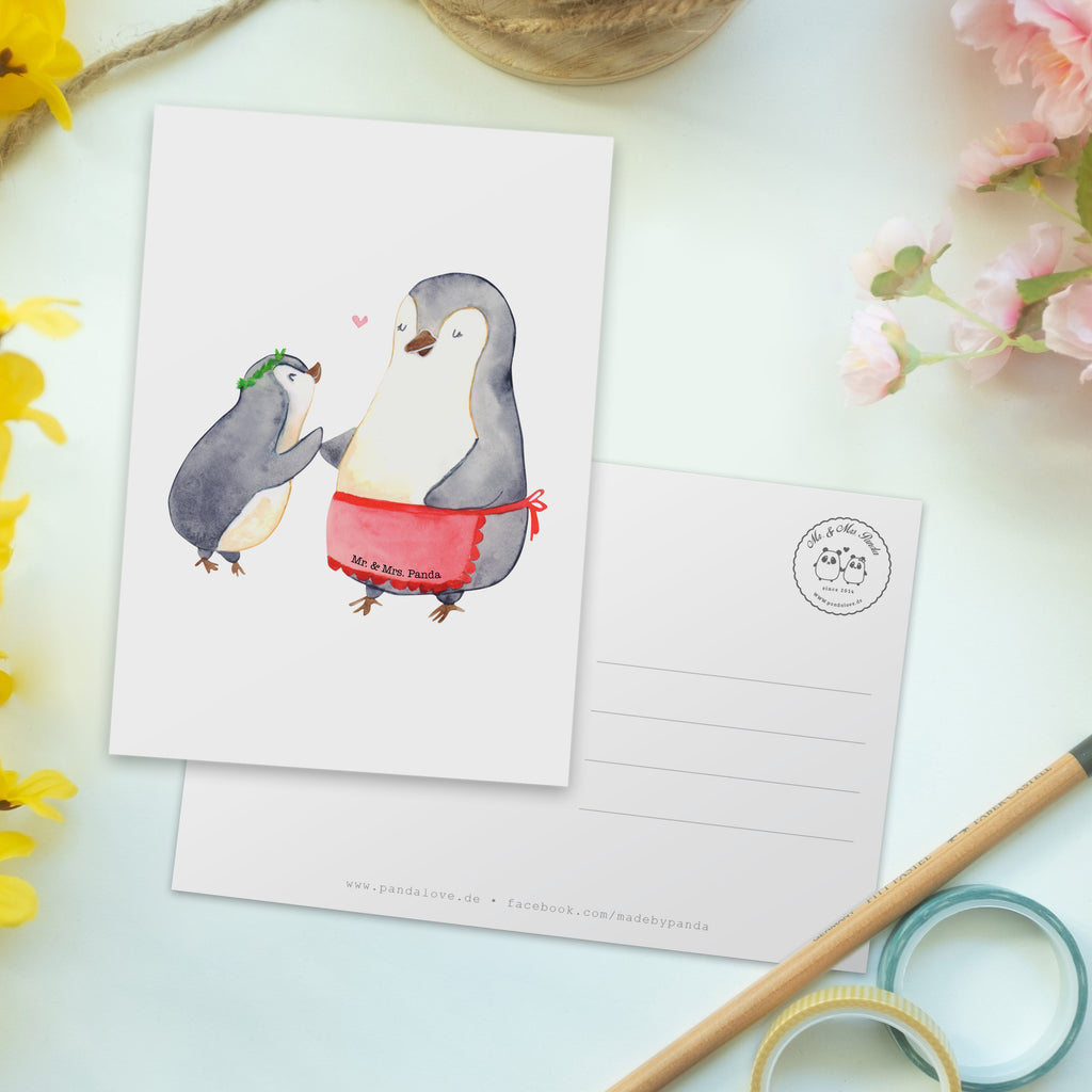 Postkarte Pinguin mit Kind Geschenkkarte, Grußkarte, Karte, Einladung, Ansichtskarte, Geburtstagskarte, Einladungskarte, Familie, Vatertag, Muttertag, Bruder, Schwester, Mama, Papa, Oma, Opa, Geschenk, Mami, Mutti, Mutter, Geburststag
