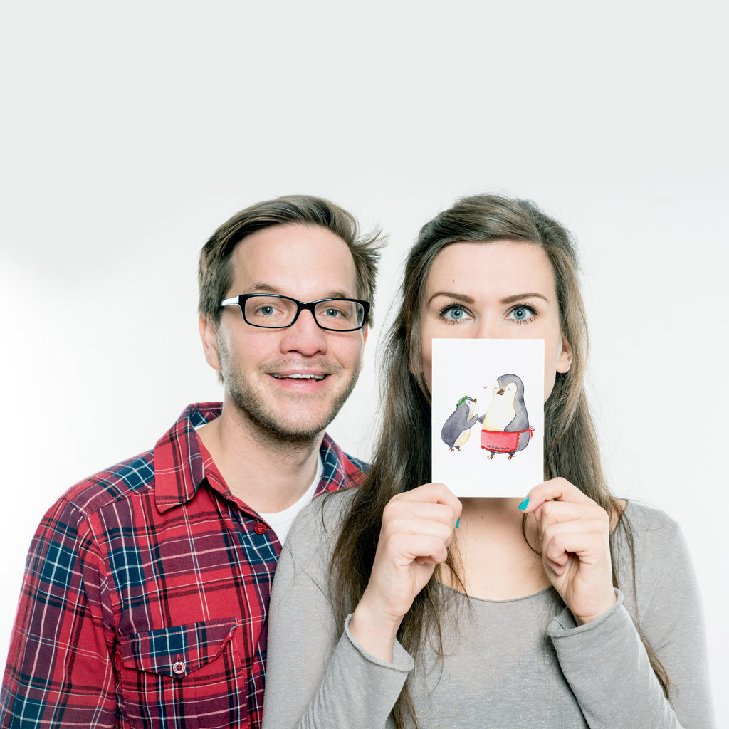 Postkarte Pinguin mit Kind Geschenkkarte, Grußkarte, Karte, Einladung, Ansichtskarte, Geburtstagskarte, Einladungskarte, Familie, Vatertag, Muttertag, Bruder, Schwester, Mama, Papa, Oma, Opa, Geschenk, Mami, Mutti, Mutter, Geburststag