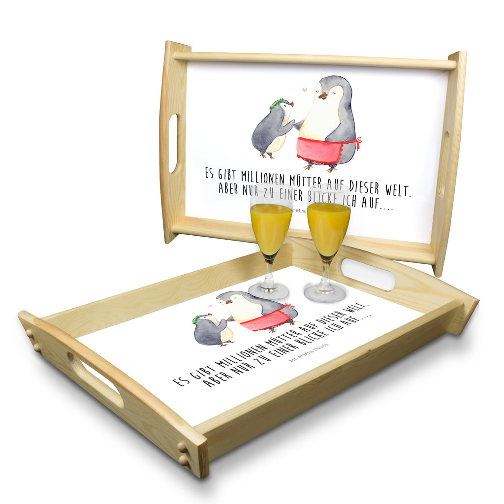 Serviertablett Pinguin mit Kind Tablett, Holztablett, Küchentablett, Dekotablett, Frühstückstablett, Familie, Vatertag, Muttertag, Bruder, Schwester, Mama, Papa, Oma, Opa, Geschenk, Mami, Mutti, Mutter, Geburststag