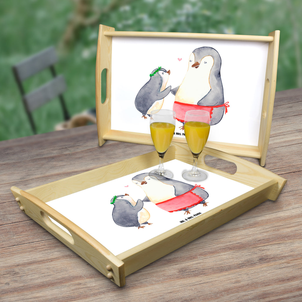Serviertablett Pinguin mit Kind Tablett, Holztablett, Küchentablett, Dekotablett, Frühstückstablett, Familie, Vatertag, Muttertag, Bruder, Schwester, Mama, Papa, Oma, Opa, Geschenk, Mami, Mutti, Mutter, Geburststag