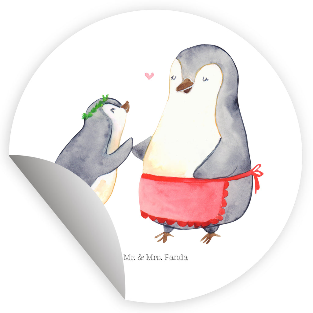 40mm Rund Aufkleber Pinguin mit Kind Sticker, Aufkleber, Etikett, Familie, Vatertag, Muttertag, Bruder, Schwester, Mama, Papa, Oma, Opa, Geschenk, Mami, Mutti, Mutter, Geburststag