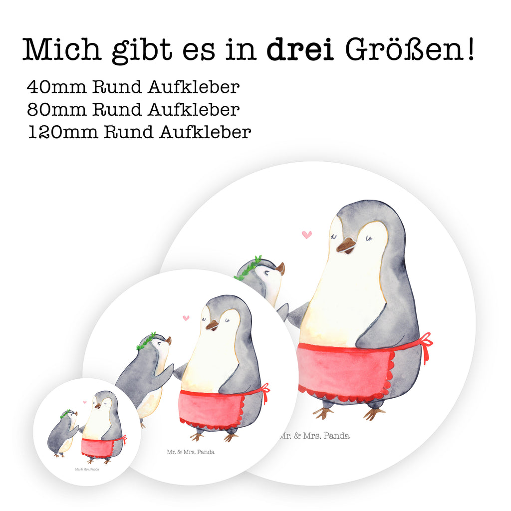 40mm Rund Aufkleber Pinguin mit Kind Sticker, Aufkleber, Etikett, Familie, Vatertag, Muttertag, Bruder, Schwester, Mama, Papa, Oma, Opa, Geschenk, Mami, Mutti, Mutter, Geburststag