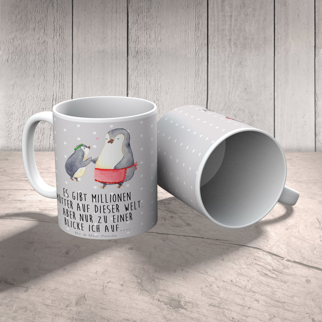 Tasse Pinguin mit Kind Becher, Kaffeetasse, Kaffeebecher, Tee, Frühstück, Büro, Familie, Vatertag, Muttertag, Bruder, Schwester, Mama, Papa, Oma, Opa, Geschenk, Mami, Mutti, Mutter, Geburststag