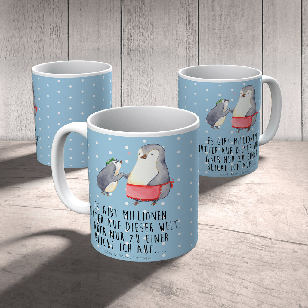 Tasse Pinguin mit Kind Becher, Kaffeetasse, Kaffeebecher, Tee, Frühstück, Büro, Familie, Vatertag, Muttertag, Bruder, Schwester, Mama, Papa, Oma, Opa, Geschenk, Mami, Mutti, Mutter, Geburststag