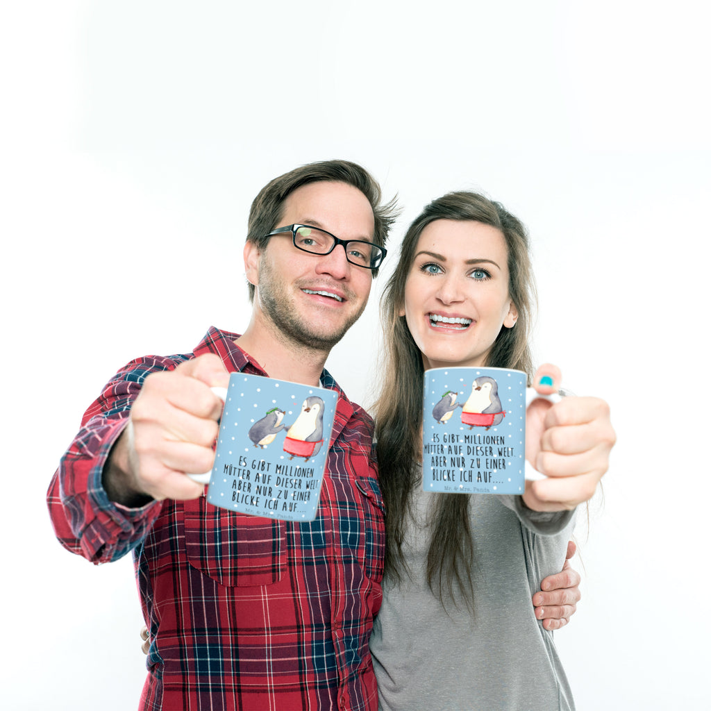 Tasse Pinguin mit Kind Becher, Kaffeetasse, Kaffeebecher, Tee, Frühstück, Büro, Familie, Vatertag, Muttertag, Bruder, Schwester, Mama, Papa, Oma, Opa, Geschenk, Mami, Mutti, Mutter, Geburststag
