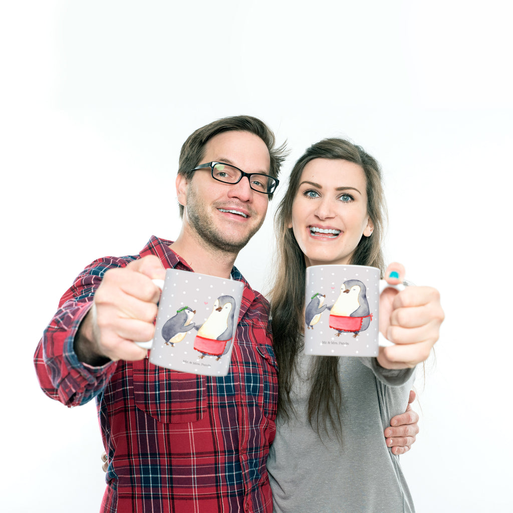 Tasse Pinguin mit Kind Becher, Kaffeetasse, Kaffeebecher, Tee, Frühstück, Büro, Familie, Vatertag, Muttertag, Bruder, Schwester, Mama, Papa, Oma, Opa, Geschenk, Mami, Mutti, Mutter, Geburststag