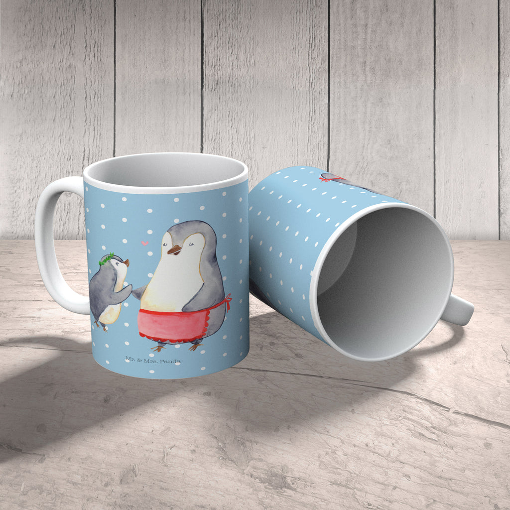 Tasse Pinguin mit Kind Becher, Kaffeetasse, Kaffeebecher, Tee, Frühstück, Büro, Familie, Vatertag, Muttertag, Bruder, Schwester, Mama, Papa, Oma, Opa, Geschenk, Mami, Mutti, Mutter, Geburststag