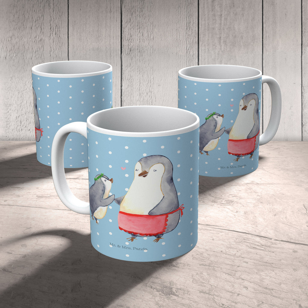Tasse Pinguin mit Kind Becher, Kaffeetasse, Kaffeebecher, Tee, Frühstück, Büro, Familie, Vatertag, Muttertag, Bruder, Schwester, Mama, Papa, Oma, Opa, Geschenk, Mami, Mutti, Mutter, Geburststag