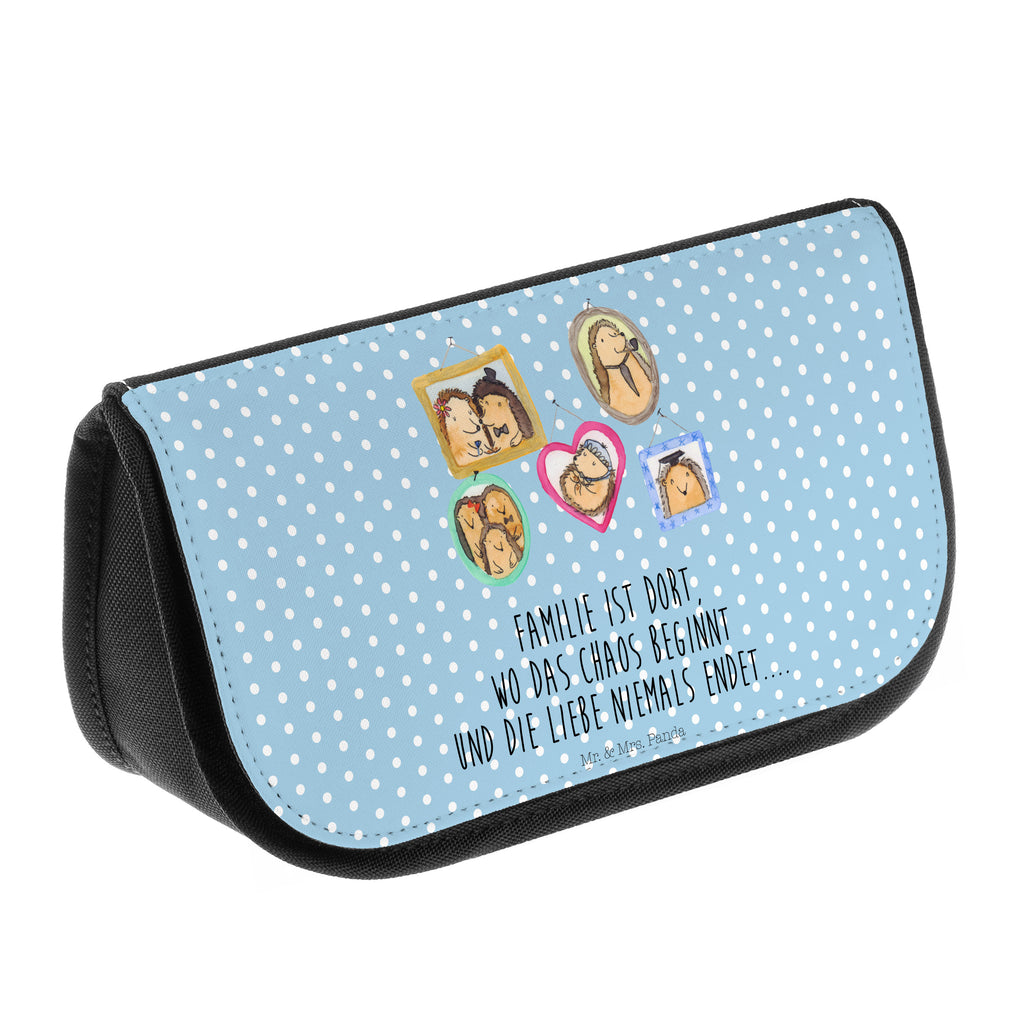 Kosmetiktasche Igel Familie Kosmetikbeutel, Kulturtasche, Kulturbeutel, Schminktasche, Make-Up Tasche, Familie, Vatertag, Muttertag, Bruder, Schwester, Mama, Papa, Oma, Opa, Liebe, Igel, Bilder, Zusammenhalt, Glück