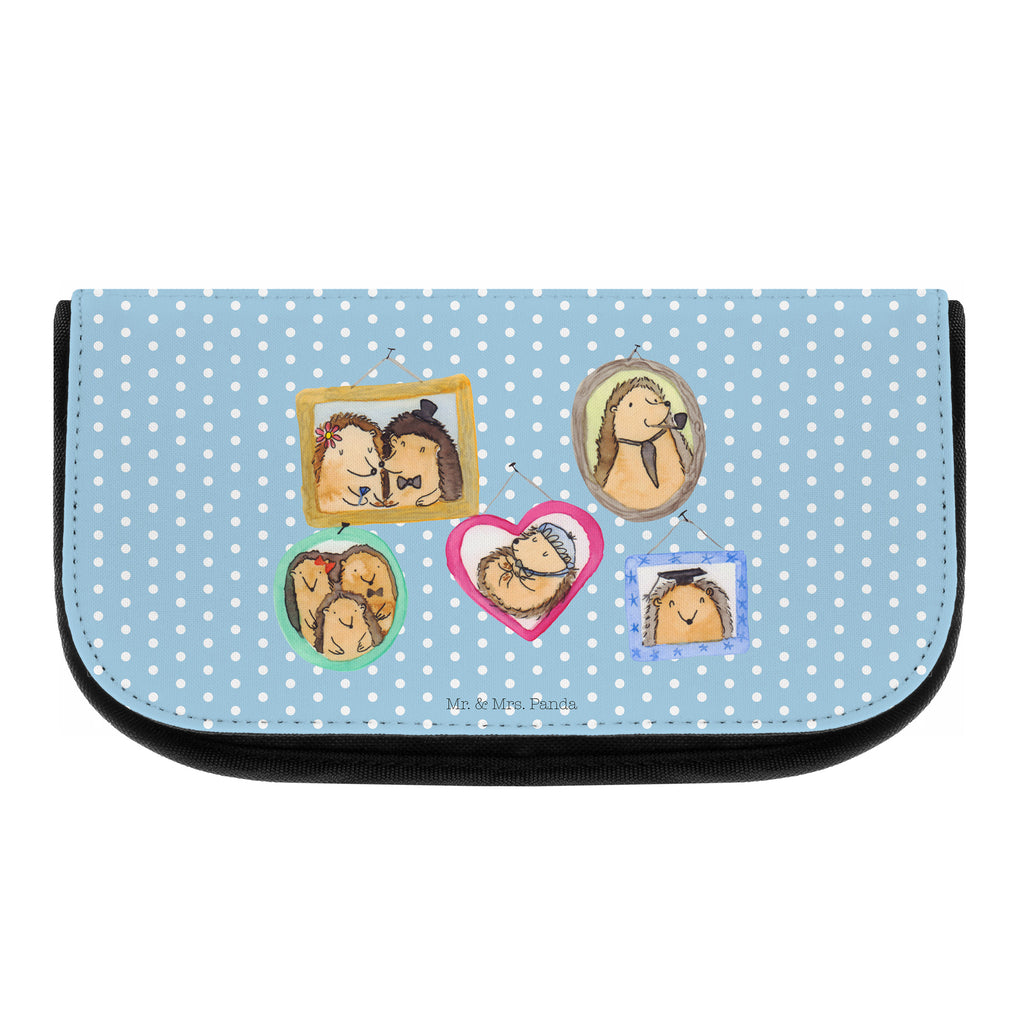 Kosmetiktasche Igel Familie Kosmetikbeutel, Kulturtasche, Kulturbeutel, Schminktasche, Make-Up Tasche, Familie, Vatertag, Muttertag, Bruder, Schwester, Mama, Papa, Oma, Opa, Liebe, Igel, Bilder, Zusammenhalt, Glück