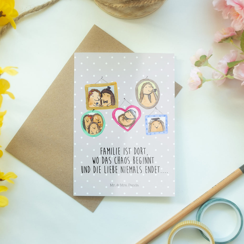 Grußkarte Igel Familie Klappkarte, Einladungskarte, Glückwunschkarte, Hochzeitskarte, Geburtstagskarte, Karte, Familie, Vatertag, Muttertag, Bruder, Schwester, Mama, Papa, Oma, Opa, Liebe, Igel, Bilder, Zusammenhalt, Glück