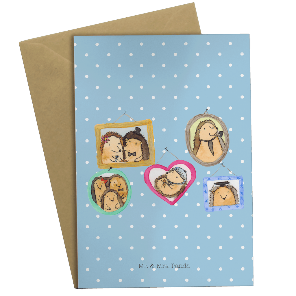 Grußkarte Igel Familie Klappkarte, Einladungskarte, Glückwunschkarte, Hochzeitskarte, Geburtstagskarte, Karte, Familie, Vatertag, Muttertag, Bruder, Schwester, Mama, Papa, Oma, Opa, Liebe, Igel, Bilder, Zusammenhalt, Glück