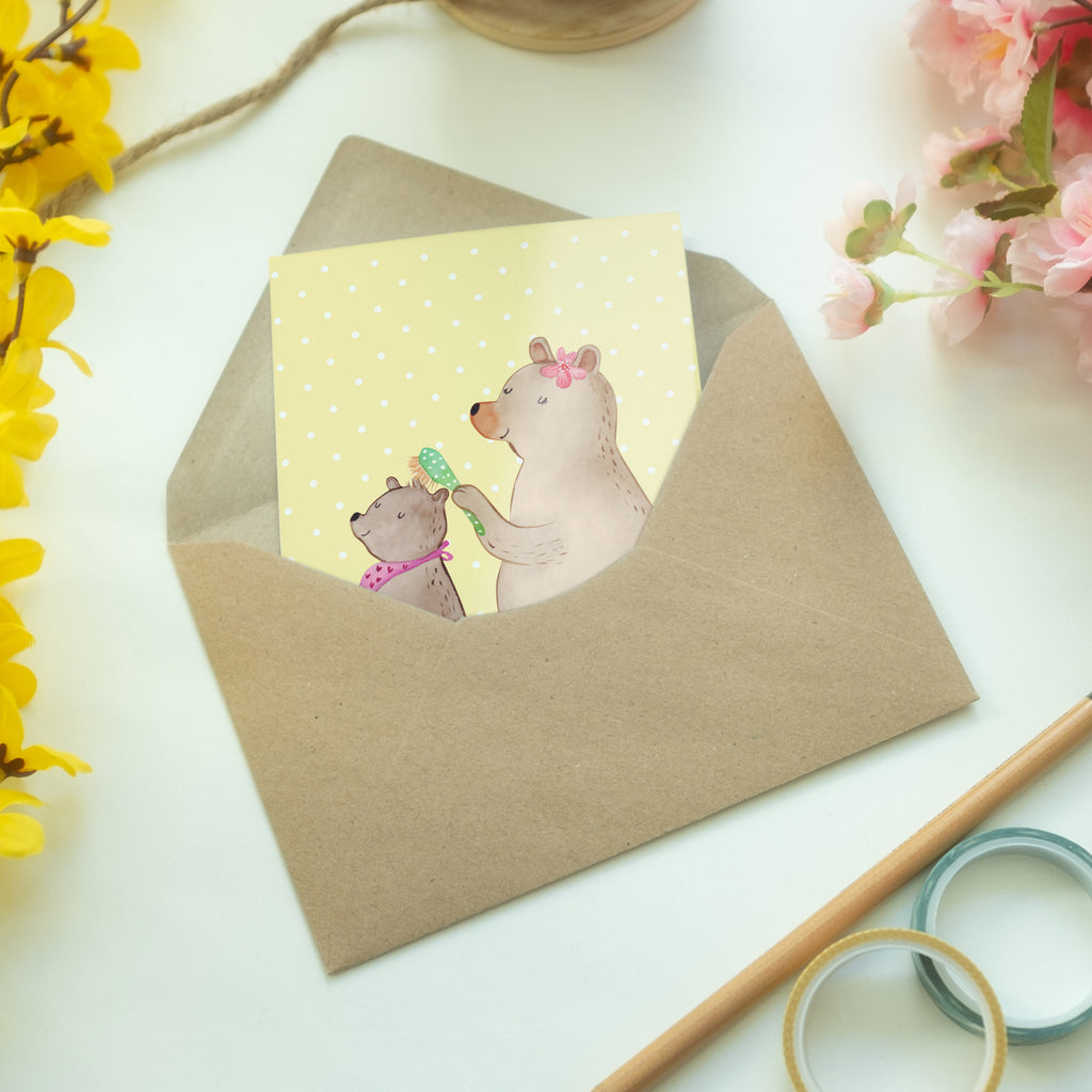 Grußkarte Bär mit Kind Klappkarte, Einladungskarte, Glückwunschkarte, Hochzeitskarte, Geburtstagskarte, Karte, Familie, Vatertag, Muttertag, Bruder, Schwester, Mama, Papa, Oma, Opa, Geschenk, Mutti, Mutter